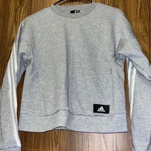 ADDIDAS grey gray long sleeve hoodie striped white